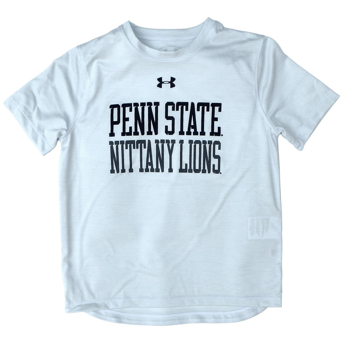white youth Under Armour vent tech t-shirt with screened Penn State Nittany Lions